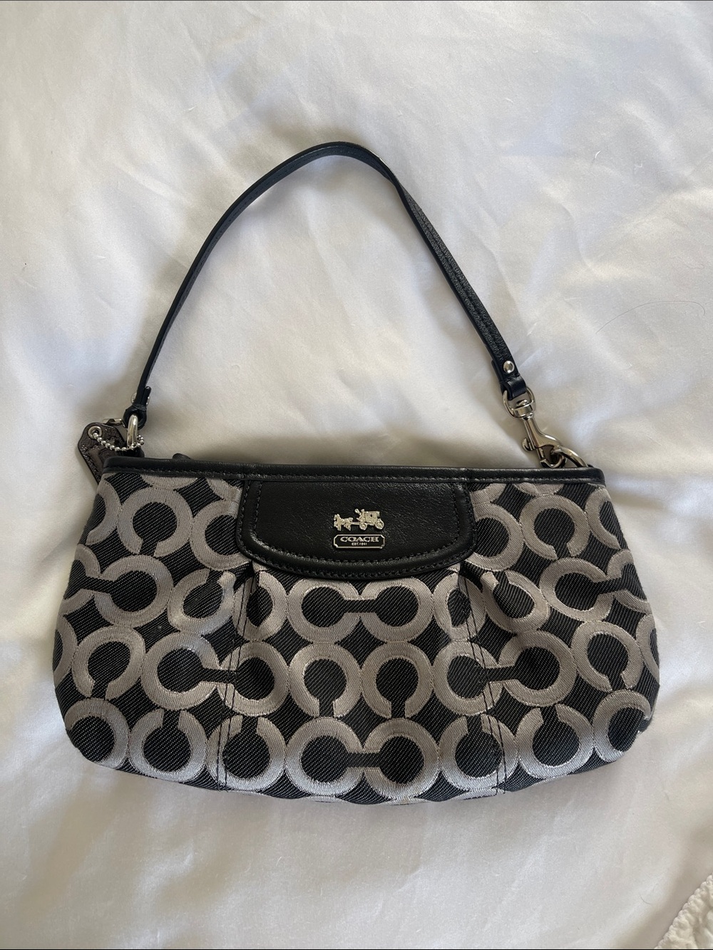 Coach Black and Gray Signature Shoulder Pouch